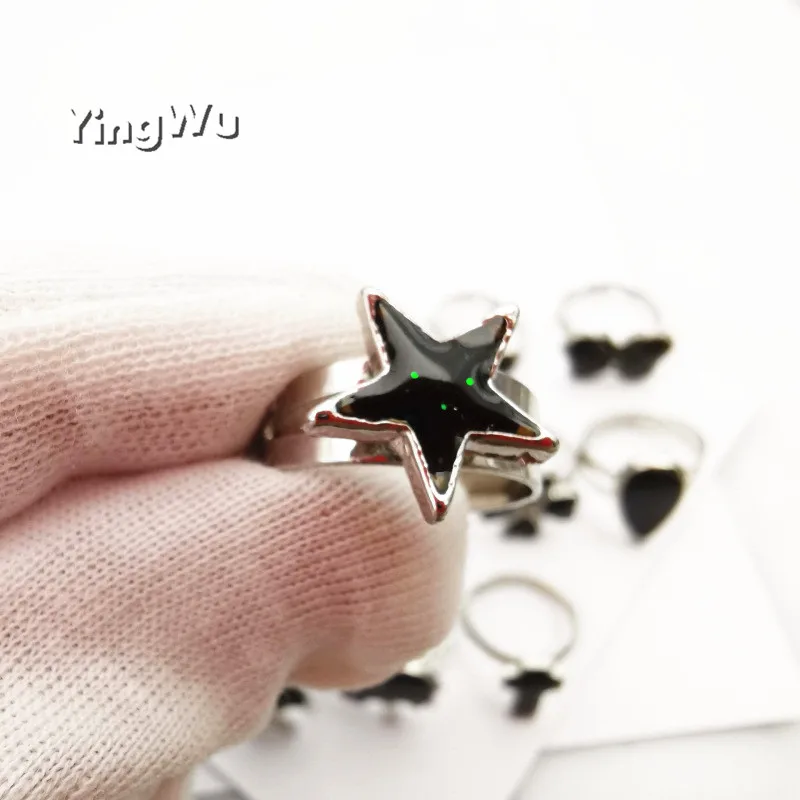 Yingwu Silver Retro Adjustable mood Rings for Women temperature control color heart oval round star Fashion Jewelry 50pcs Lot