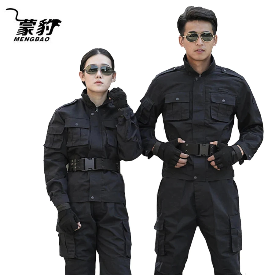 Black Military Uniforms Men Work Security Clothes Tactical Combat