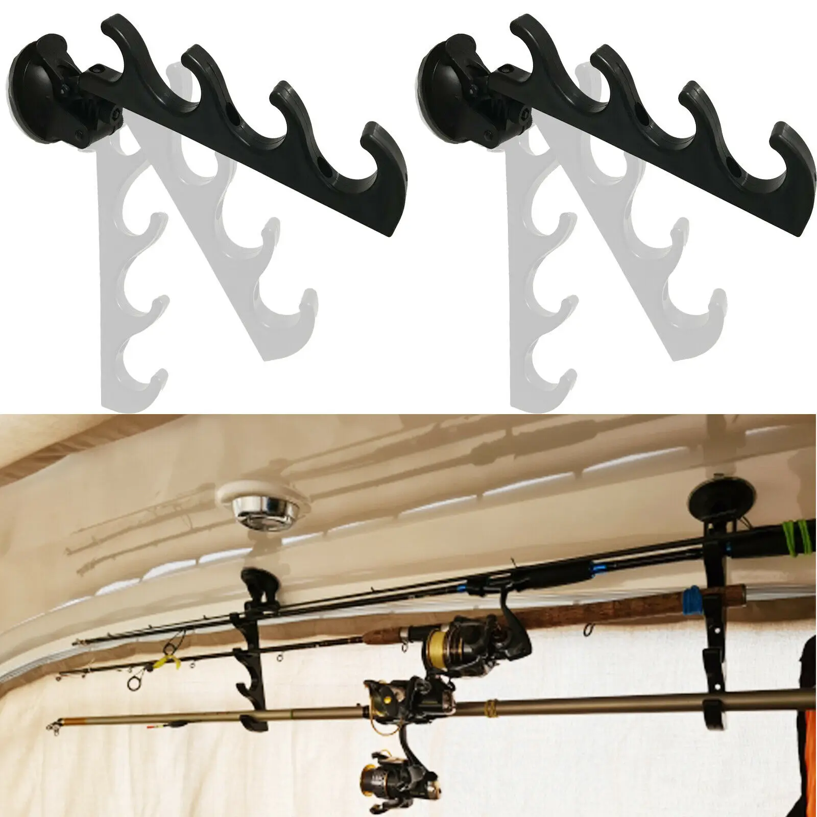 Car/Truck/SUV Suction Cup Fishing Rod Holders Storage Rack 1 Pair – EASY  INSTALL