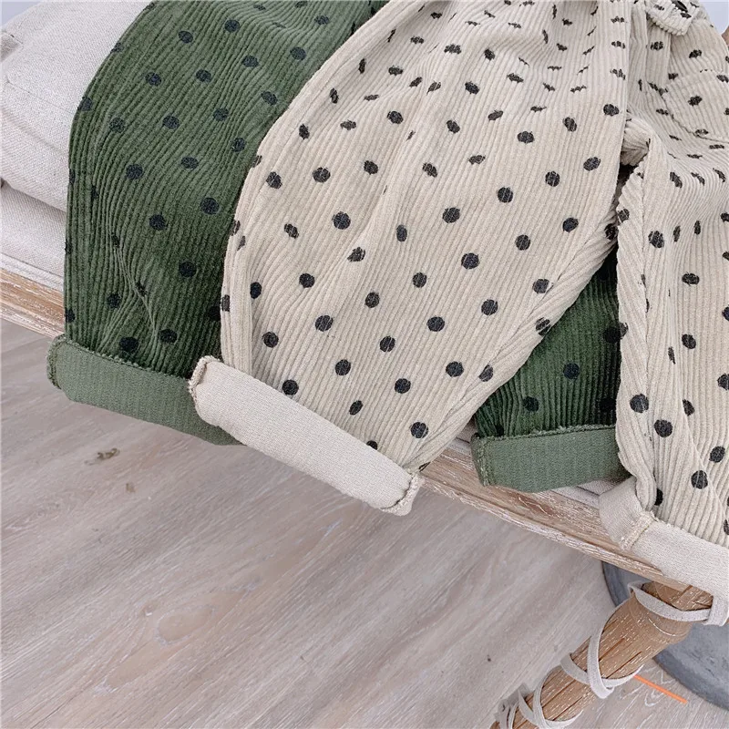 Toddler Kids Baby Girl Denim Overalls Bib Pant Ruffles Polka Dot Corduroy Jumpsuit One Pieces Clothes