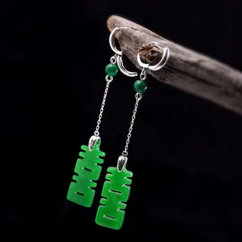 

silver S925 sterling silver jewelry earrings national style lady Xizi tielongsheng Earrings manufacturer direct sales