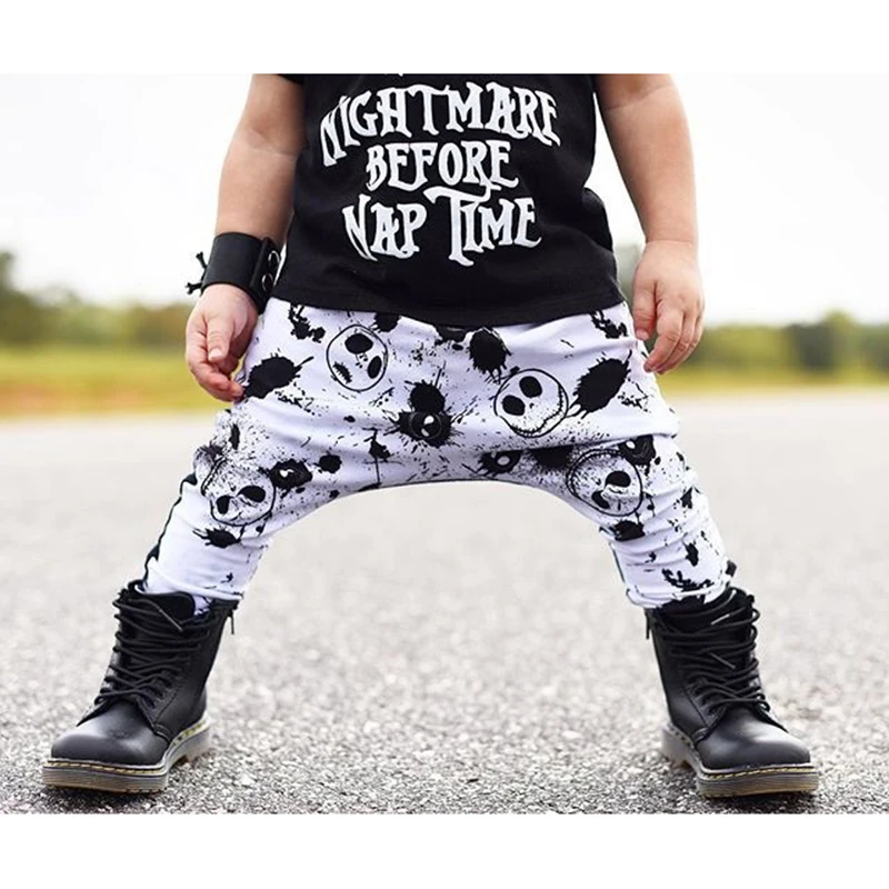 0-4T Halloween costume for kids Newborn Baby Boy Skull Funny Cute Short Sleeve Tops T-shirt Pants Clothes set Children Clothing