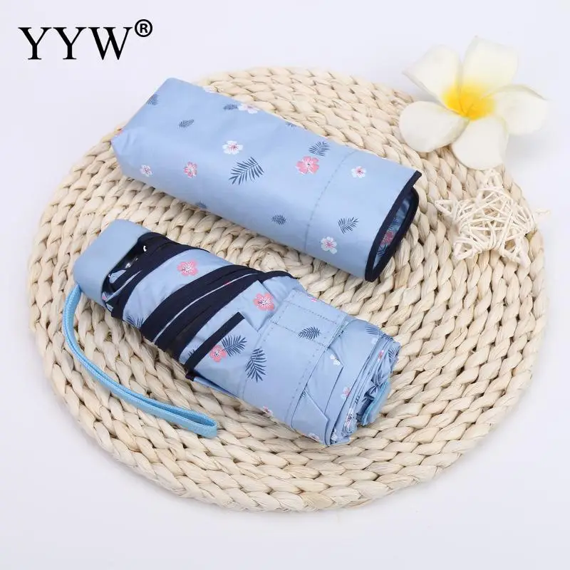 light blue Складной Зонтик Для женщин зонты для дождь и солнце Paraguas анти-УФ зонтик виниловая Ambrella Сталь Скелет Sombrilla - Цвет: light blue
