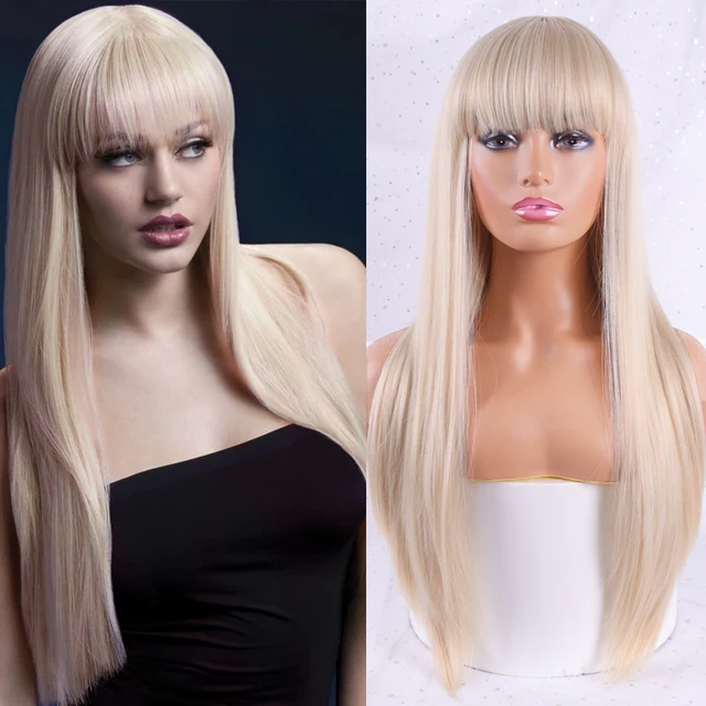 Linghang Gray and Black Wig Long Straight hair Cosplay Wig Two Tone Ombre Color Women Synthetic Hair Wigs P1B/613