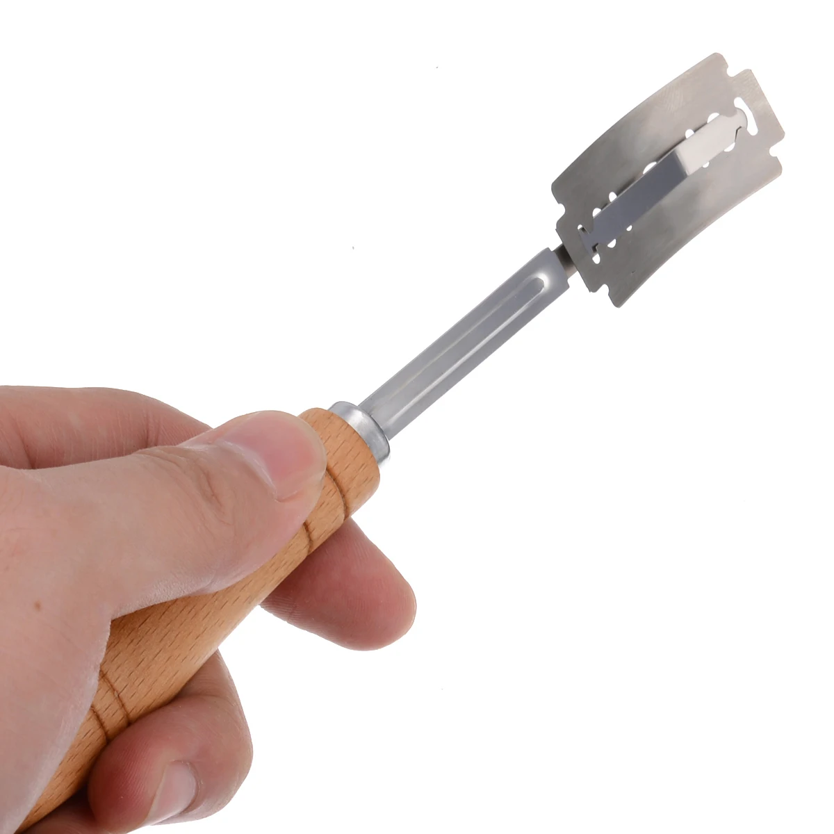 Baking Curved Bread Dough Cutter Wooden Handle Pastry Cutting French Toast Bagel Cutter Kitchen Tools With Cover Thin Blade