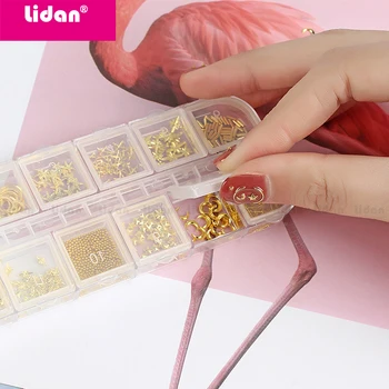 

3D colorful shiny Gems star moon ornament DIY gold shell Stones Accessories Rhinestones Nails Art Decorations metal Rivets