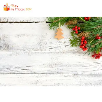 

LIFE MAGIC BOX Background for Photo Shoot Christmas Wood Red Fruit Baby Shower Backdrop