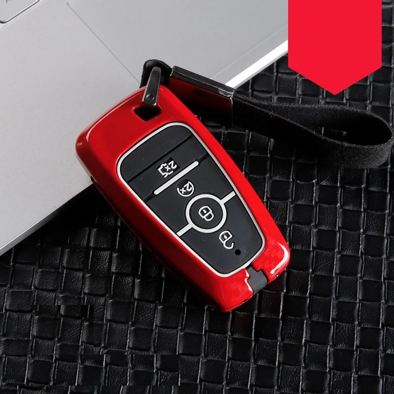 4button carbonred Углеродное волокно сплав+ силиконовый чехол для ключей для Ford Fusion Mondeo Mustang Край Экспедиция проводник F-150 F-250 F-350 - Название цвета: 4button carbonred