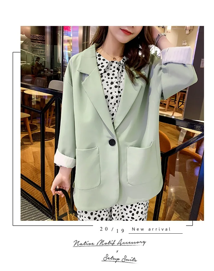 Photo Shoot Autumn Clothing New Style Sweet Pink One-Button Loose-Fit Arc Hem Able Ol Small Suit Coat Women's