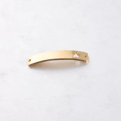 Pentagram gold Серебро/золото нержавеющая сталь Пустой изгиб бар Шарм для гравировки 2 отверстия металлическая пластина для браслетов зеркальная полировка 10 шт - Окраска металла: Pentagram gold