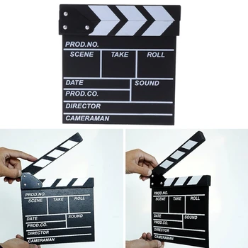 

OOTDTY 20x20cm Photo Studio Kits Film Director's Clapper Board HOLLYWOOD Movie Scene Clapboard Photography Props Dropshipping