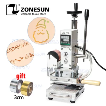 

ZONESUN ZS110 hot foil stamping machine slideable workbench leather embossing bronzing tool for wood presses PVC paper DIY