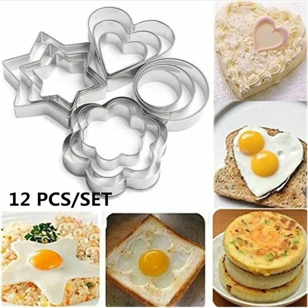 

12 pcs/set Fruit Vegetable Slicer Cutters for Child Stainless Steel Cute Biscuit Mold Cookie Cutters Set Kitchen Cooking Tools