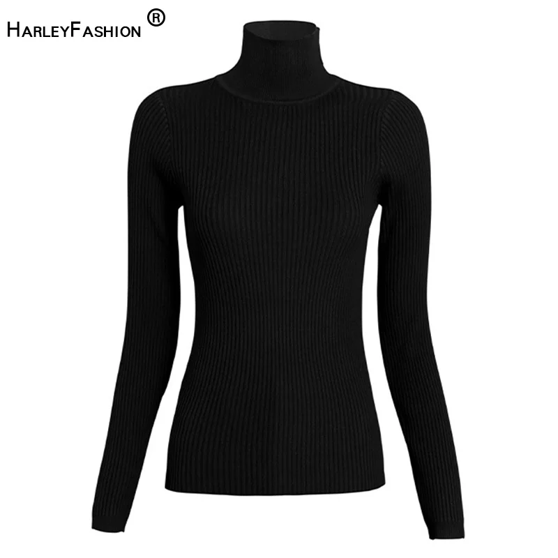 HarleyFashion/весенне-осенний вязаный Однотонный свитер с высоким воротником в азиатском стиле; обтягивающие универсальные свитера знаменитостей