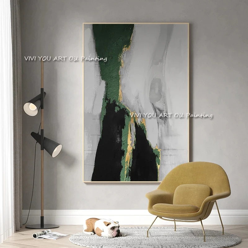 

Abstract Marble Canvas Paintings green gold foil Morden Wall Art Pictures on Canvas Living Room Office Home Decor