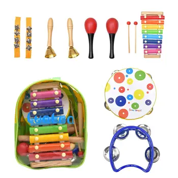 

22PCS Percussion Musical Instruments Set Rhythm & Music Toddler Educational Toys Band Set Wooden Rattles Toys for Children Gift