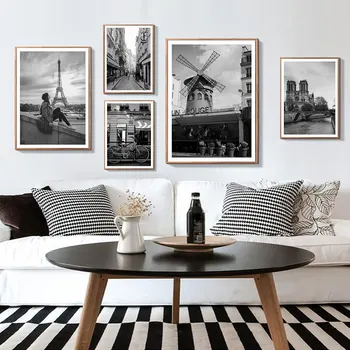 

City Scenery Wall Painting Black And White City Building Art Print Nordic Poster Landscape Canvas Art Picture Home Wall Decor