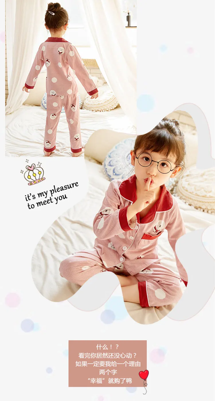 Children Pajamas Sets Cotton 2022 spring Kids Cartoon Homewear Suit Girls Casual Long Sleeve Christmas Pyjamas Set Sleepwear children's robe and slipper set