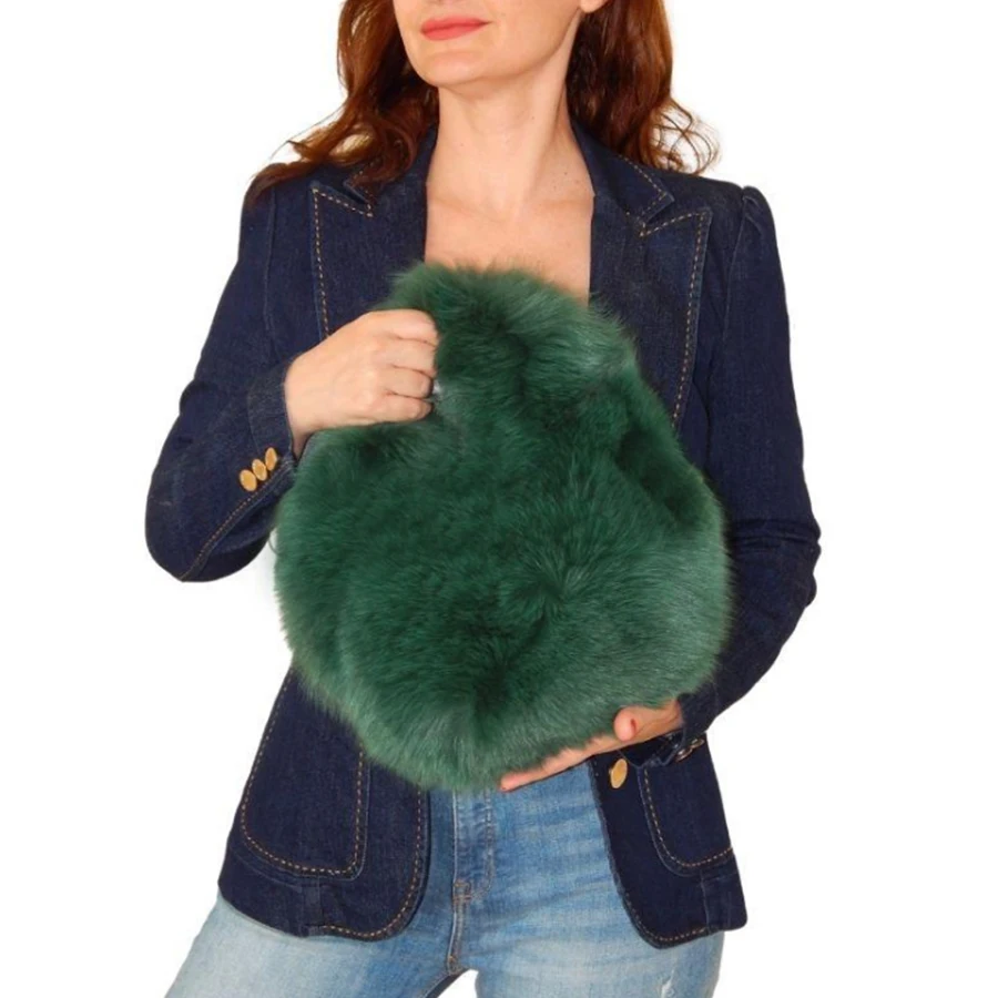 

Лидер продаж, женская сумка из лисьего меха, модная сумка-тоут на осень и зиму, пушистый меховой тоут, кошелек разных цветов на выбор