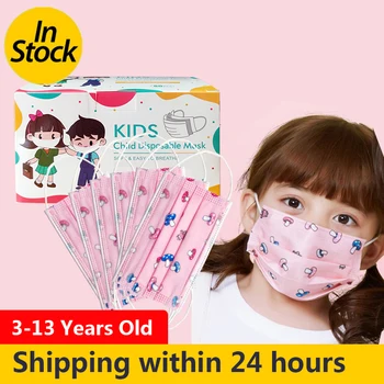 

Children Girl Pink Cartoon Mask Three Filter Layers Care Child's Health Safety Breathable Comfortable Lovely Charming Mask