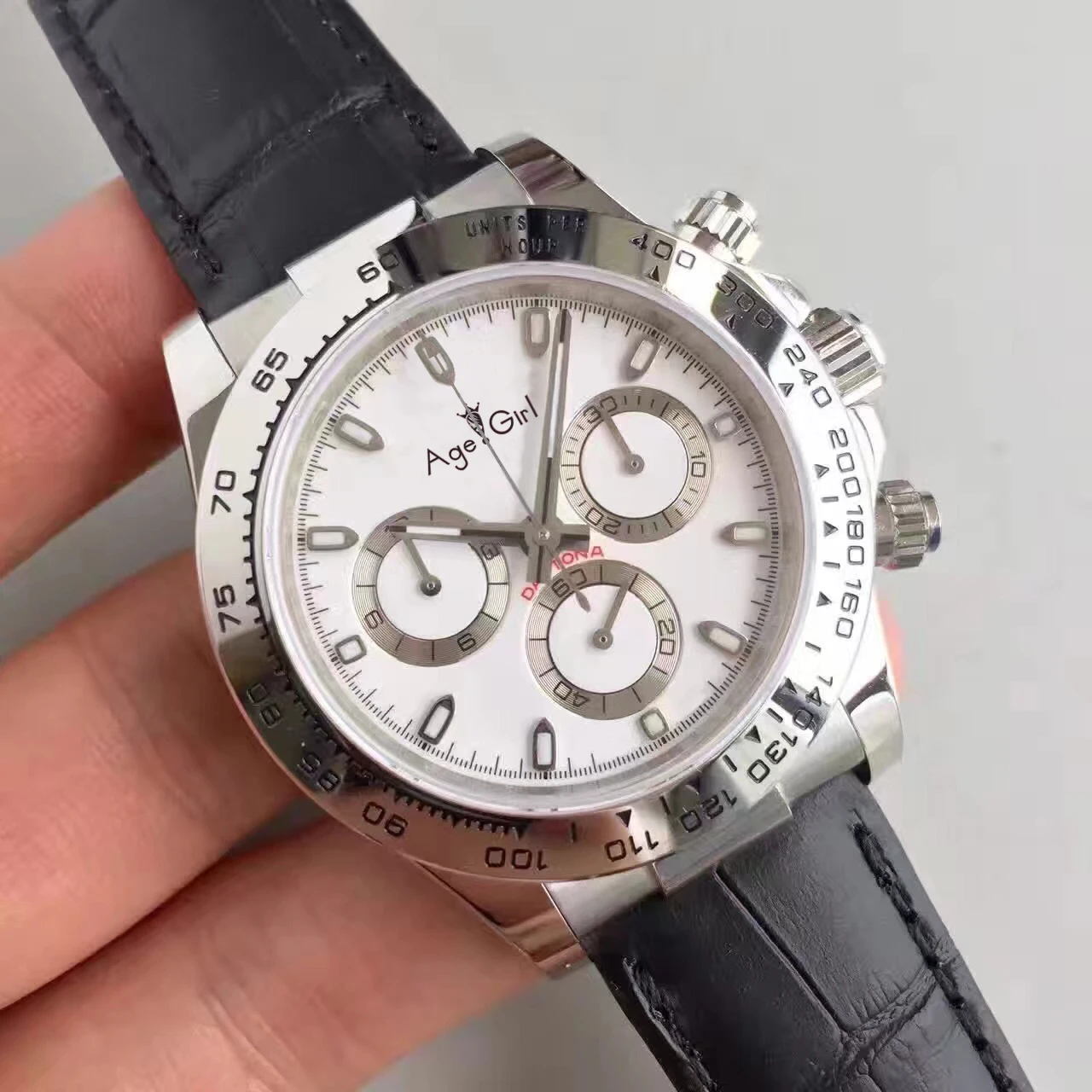 Leather White Роскошные брендовые Новые Мужские автоматические механические Спортивные часы-браслет, серебро, нержавеющая сталь, белый, черный, кожа, керамический ободок, золото - Цвет: Leather White
