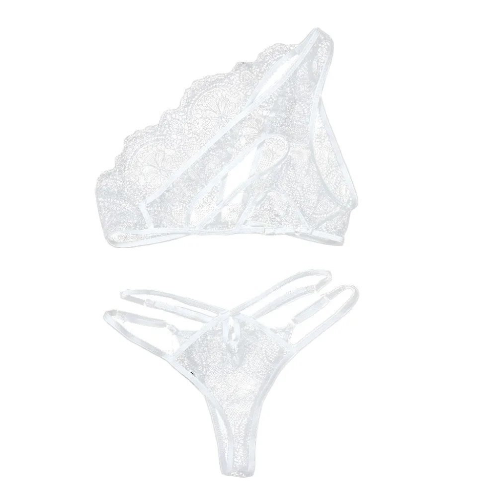 Hot Girl Women Sissy Lace Sexy Lingerie Straps Hollow Bra And Panty Bandage Set Babydoll Lace Sleepwear New Micro Bikini