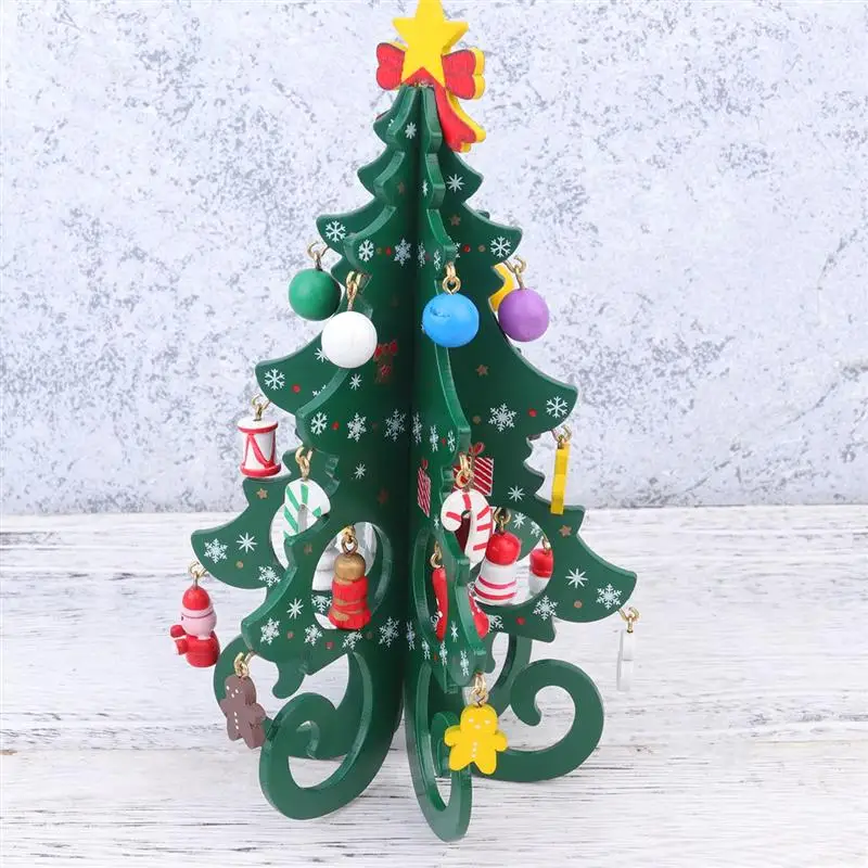 Lovely Christmas Party DIY Christmas Tree Cartoon Kids Craft Xmas Trees Decor for Home Office Ornaments