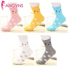 Нескользящие дышащие удобные носки без пятки с рисунком кота для женщин и девочек повседневная пара