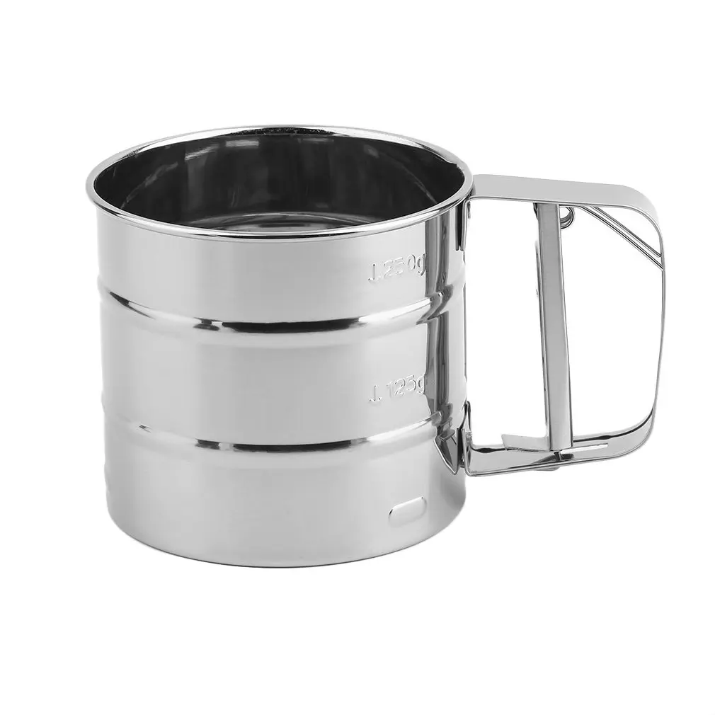 Handheld Baking Cake Tool Stainless Steel Mechanical Icing Sugar Shaker Sieve Cup Mesh Powder Flour Accessory | Дом и сад