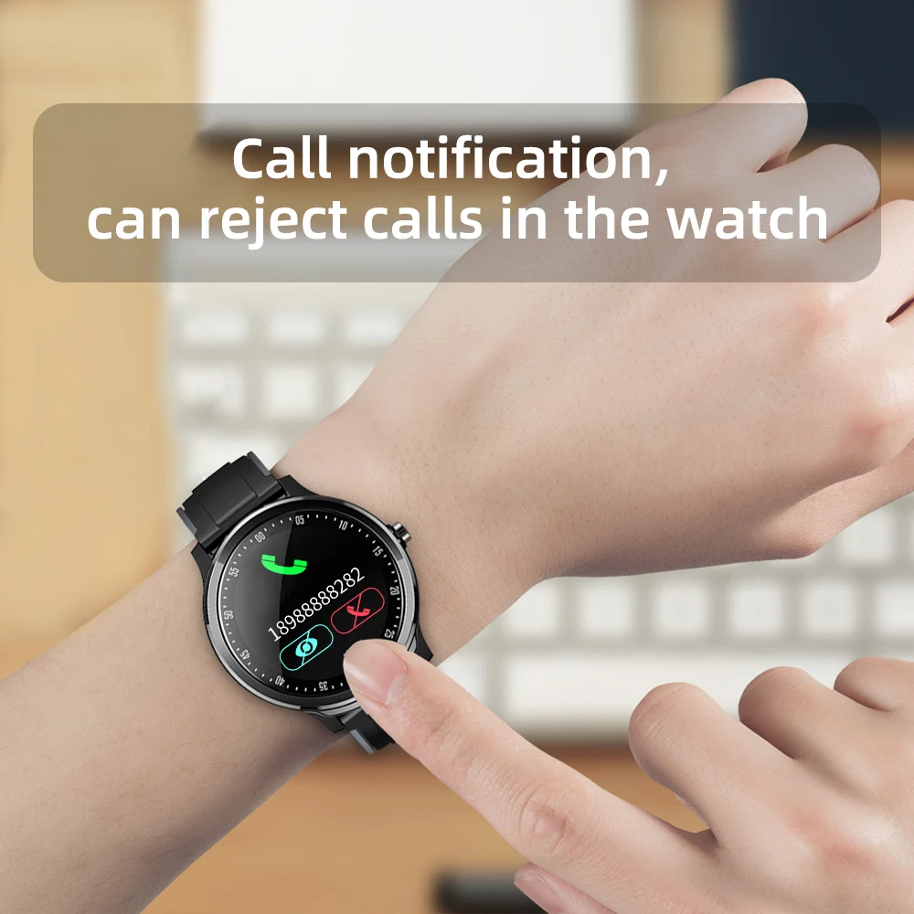 RUNDOING SN80 мужские Смарт-часы 1,3 дюймов полный сенсорный экран пульсометр кислородный трекер для мужчин спортивные Смарт-часы для Android IOS