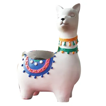 

1PC Flower Pot Resin Alpaca Shpaped Succulent Plants Flowerpot Bonsai Desktop Decoration