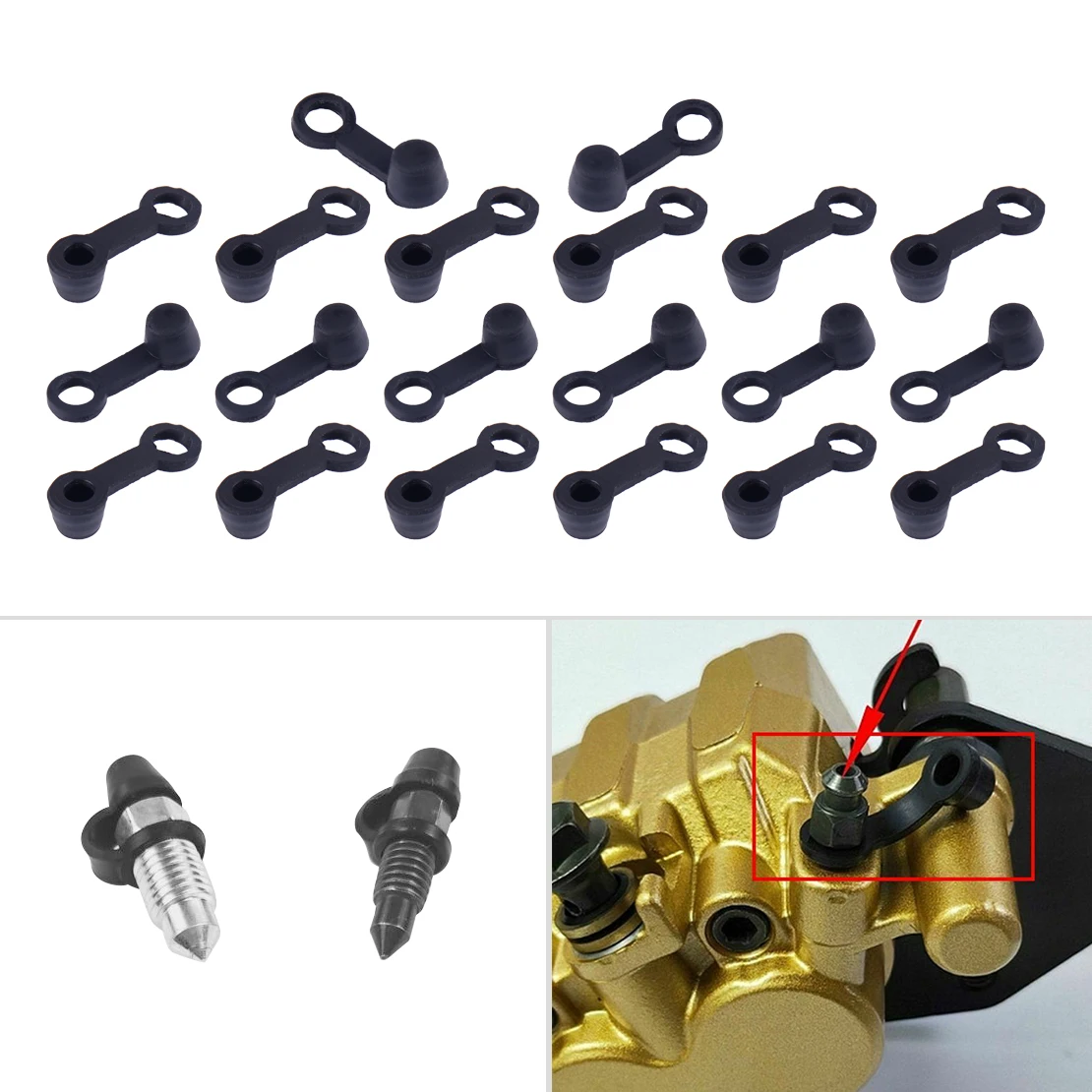 

DWCX 20Pcs 3cm Black Car Brake Bleeder Screw Caps Grease Zerk Rubber Dust Cover Accessories