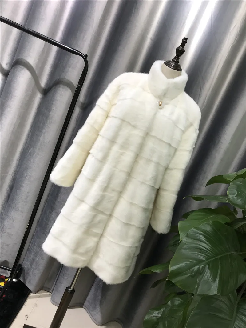 BFFUR Women's Real Mink Fur Coat Long Natural Full Pelt Genuine Mink Fur Coats Winter Warm Women Luxury Fur Jacket Outwear