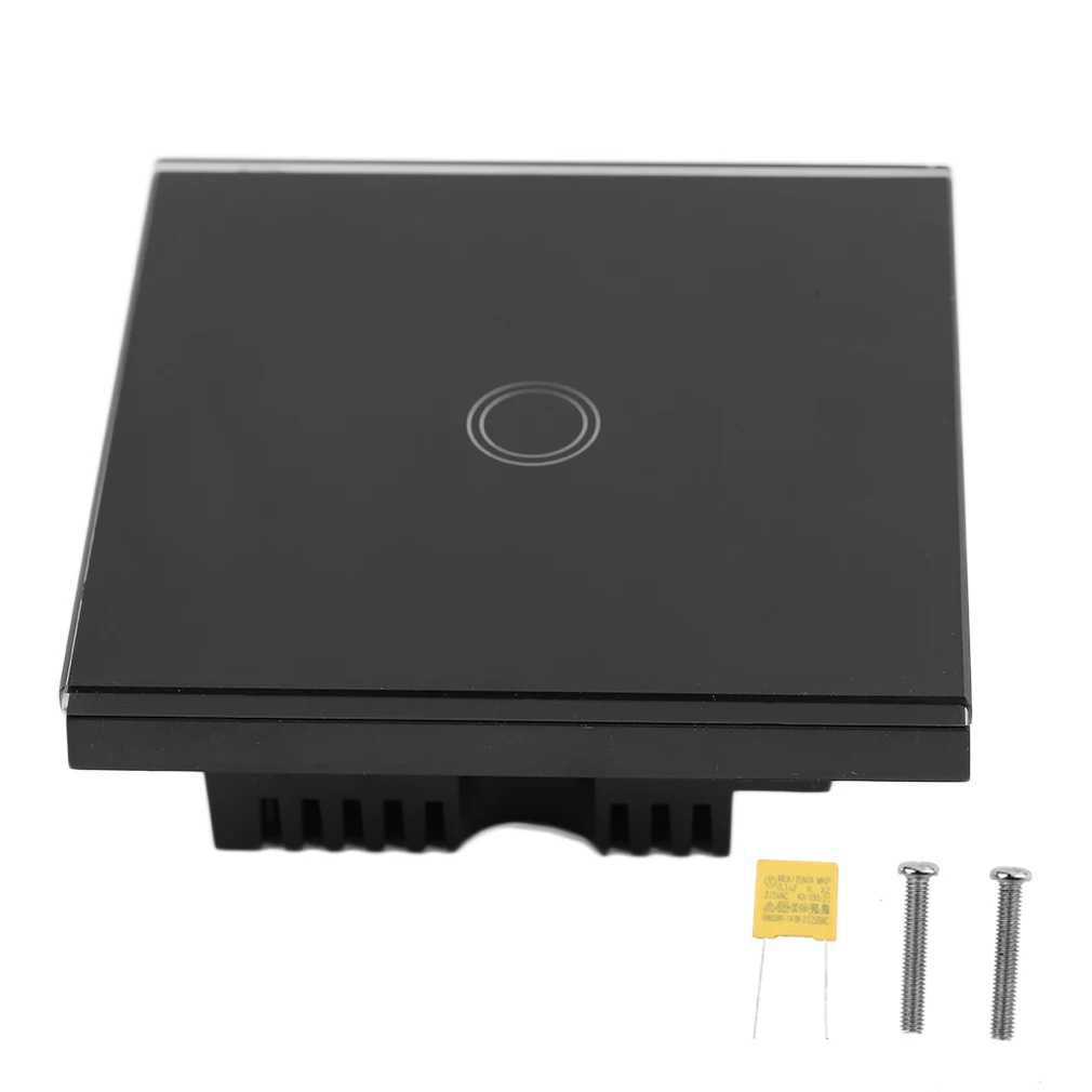 

Newest Smart Home Black Crystal Glass Panel 1 Circuit UK Plug Light Touch And Remote Control Screen Switch With LED indicator