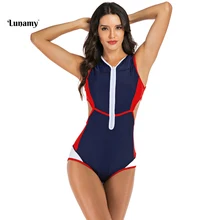 Lunamy, Цельный купальник с вырезами на талии, женский купальник, сексуальный, без рукавов, боди, высокая горловина, пляжная одежда, купальник для женщин