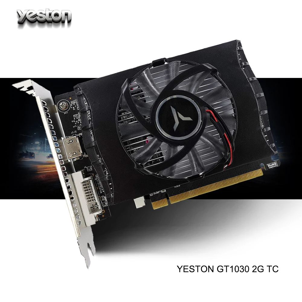 Yeston GeForce GT 1030 GPU 2 ГБ GDDR5 64 бит игровой настольный компьютер ПК видеокарты Поддержка PCI-E X4 3,0