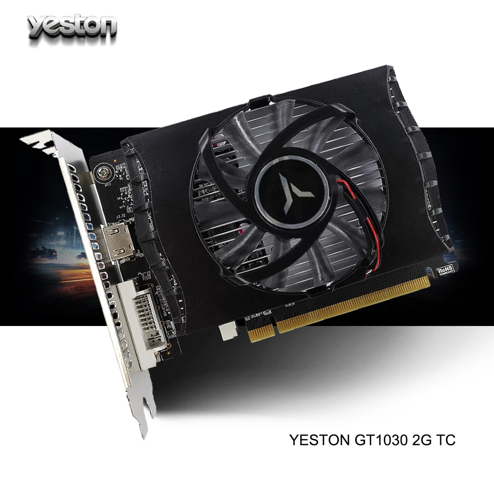 Yeston GeForce GT 1030 GPU 2 ГБ GDDR5 64 бит игровой настольный компьютер ПК видеокарты Поддержка