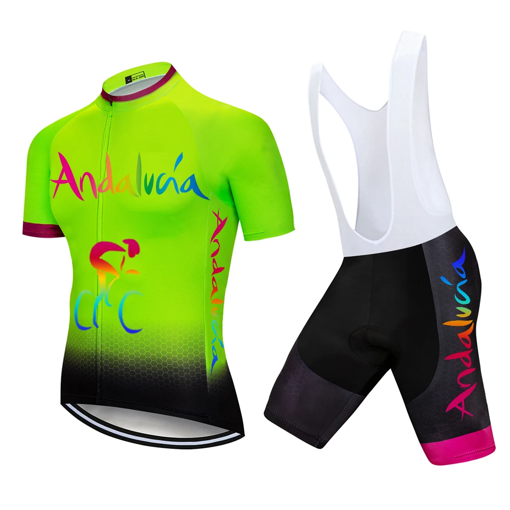 Andalucia Camouflage Team Summer Bike Cycling Jersey Sets Men Bike Clothes Wear Bib Shorts Breathable 20D GEL Pad cycling jersey cycling suit cycling jersey set