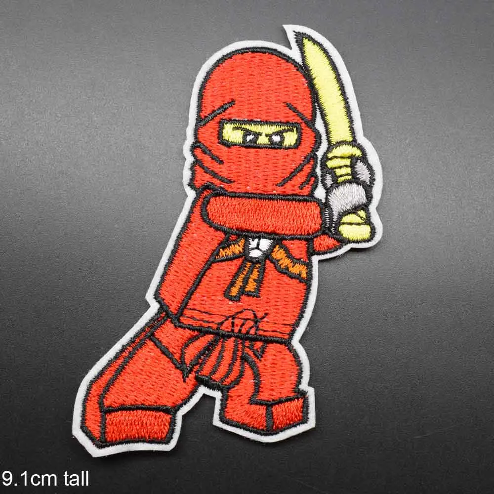 Крутая Красная Зеленая ниндзя железная кружевная ткань ninjagoo патчи для одежды наклейки одежды оптом - Цвет: hong renzhe