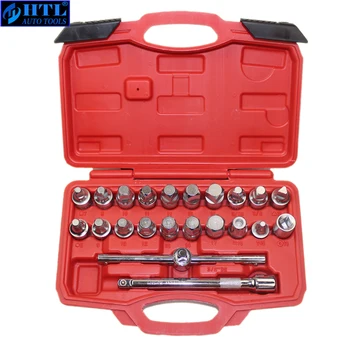 

22PCS Oil Drain Pipe Plug Socket Set Screws Removal Tool Triangle Square Hexagon T-bar Remover Sleeve Special Tools