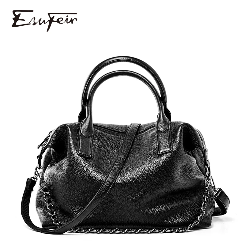 2020 натуральная кожа женская сумка черная Бостонская подушка большая емкость