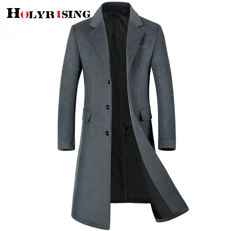 HOLYRISING, мужское длинное шерстяное пальто, утолщенное, мужской Тренч, мужское кашемировое пальто, высокое качество, шерстяное пальто, длинная парка, 19036-5