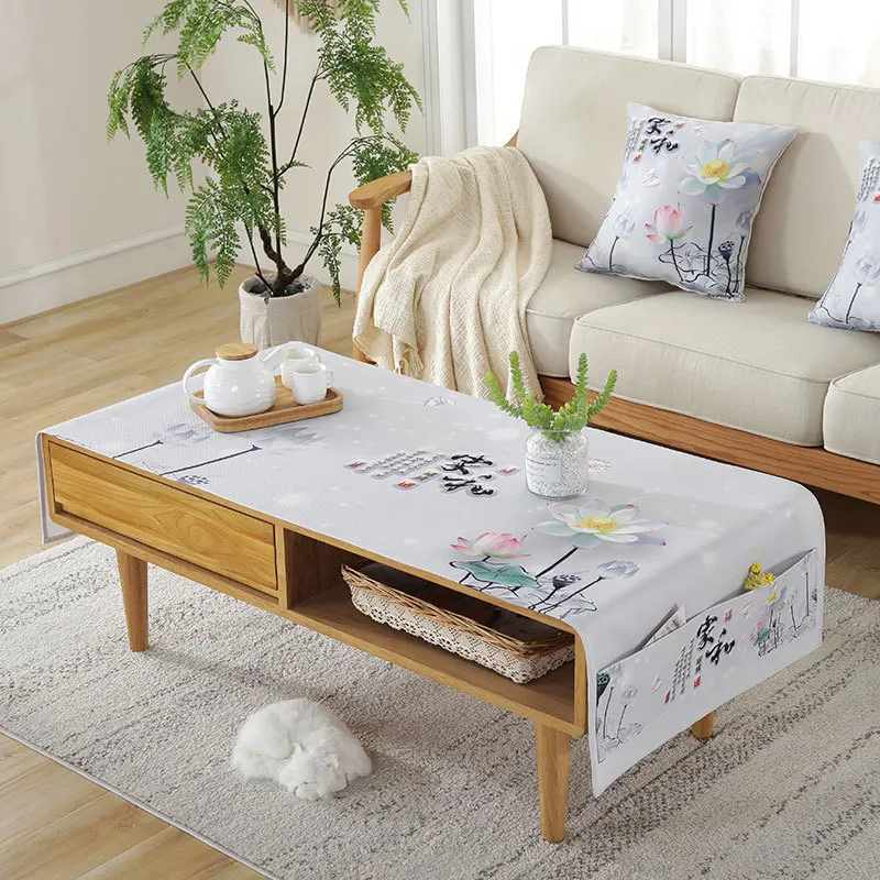 Tea table cloth cartoon printed cotton and linen cover cloth for tea table small table dust protected cover - Цвет: 16