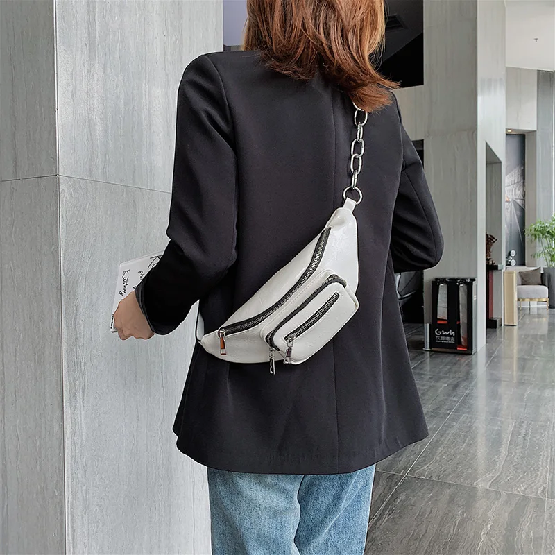 Черная поясная сумка Beltbag Женская Высококачественная поясная сумка белая сумка через плечо на молнии Hanche Bumbag Женская модная нагрудная сумка