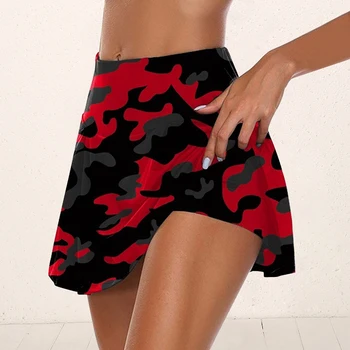 

Camo Printed Women Skirt Shorts Fitness Jogger Sweat Shorts Summer High Waist Skorts Pantalones Cortos Cycling Short Trousers