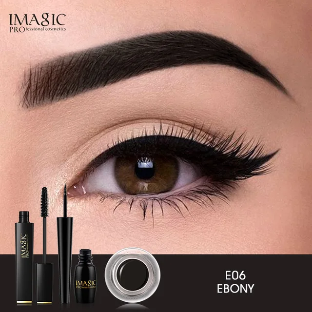 EY-331-332-6 IMAGIC комбо набор длинная Подкручивающая тушь для ресниц водоСТОЙКАЯ матовая EyelinerProfessional гель для бровей 6 цветов усилитель бровей - Цвет: EY-331-332-6