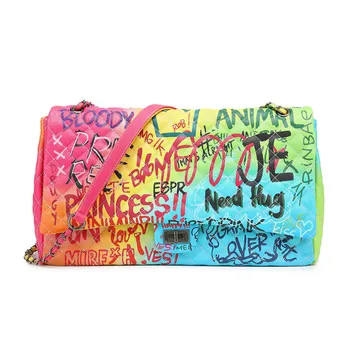

Rainbow Graffiti Big Capacity Bags Woman For 2019 Luxury Brand Shoulder Bag