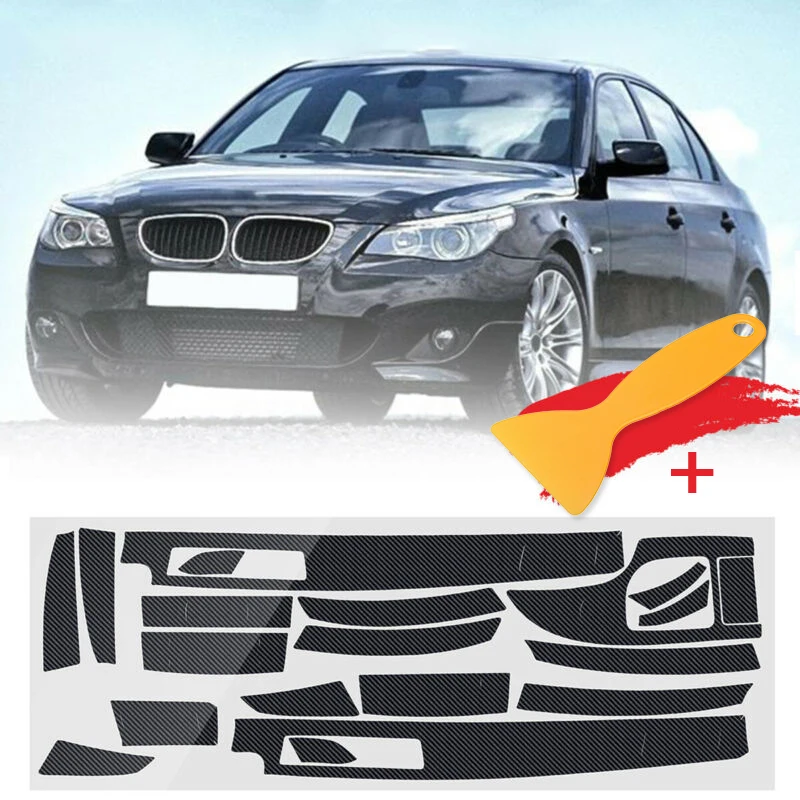 Для BMW 5-Series E60 03-10 5D Глянцевая наклейка из углеродного волокна Внутренняя лента-наклейка