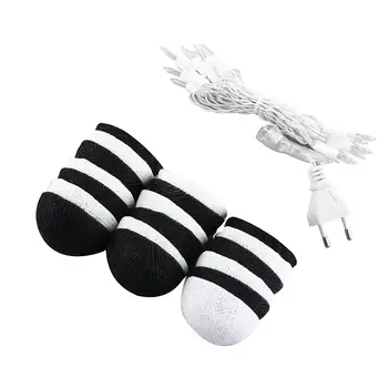 

Cotton Ball Lights Ball 20LED Light Decor String Outdoor LED String Light Lamp Home Wedding Fairy White+Black Flash Warm White