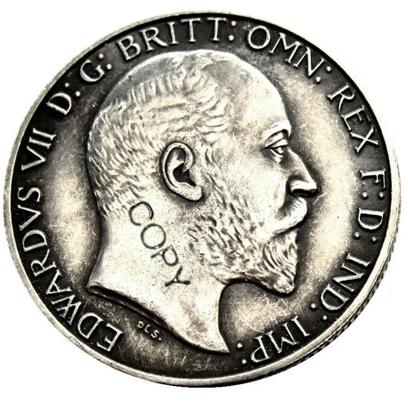 Великобритания 1902 1903 1905 король Эдвард VII Серебряный Флорин Посеребренная копия монеты